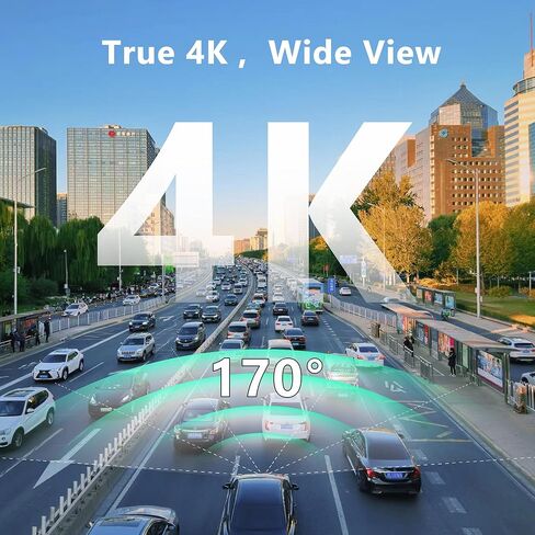 كاميرا أمامية صغيرة بدقة 4K، كاميرا أمامية للسيارات، كاميرا سيارة WiFi مع التحكم الصوتي، رؤية ليلية، مستشعر G، وضع انتظار السيارات على مدار 24 ساعة، تطبيق تسجيل حلقي، كاميرا Dashcam 4K متضمنة 32 جيجابايت، تدعم 256 جيجابايت in Kuwait