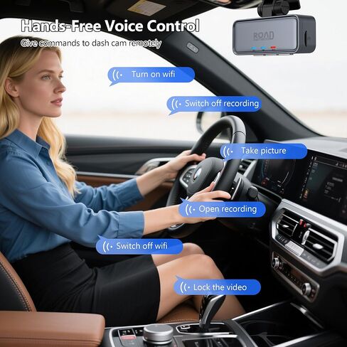 كاميرا أمامية صغيرة بدقة 4K، كاميرا أمامية للسيارات، كاميرا سيارة WiFi مع التحكم الصوتي، رؤية ليلية، مستشعر G، وضع انتظار السيارات على مدار 24 ساعة، تطبيق تسجيل حلقي، كاميرا Dashcam 4K متضمنة 32 جيجابايت، تدعم 256 جيجابايت in Kuwait