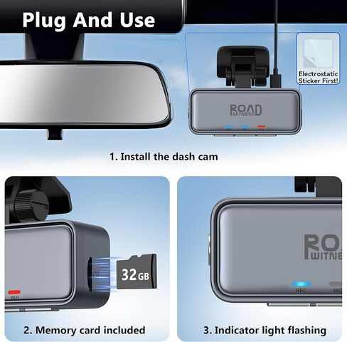 كاميرا أمامية صغيرة بدقة 4K، كاميرا أمامية للسيارات، كاميرا سيارة WiFi مع التحكم الصوتي، رؤية ليلية، مستشعر G، وضع انتظار السيارات على مدار 24 ساعة، تطبيق تسجيل حلقي، كاميرا Dashcam 4K متضمنة 32 جيجابايت، تدعم 256 جيجابايت in Kuwait