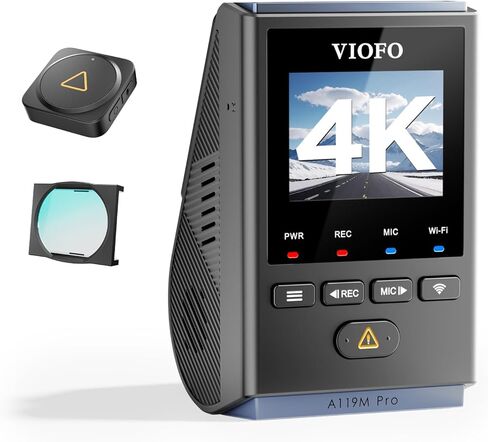 【الحزمة: VIOFO A119M Pro + جهاز التحكم عن بعد】 VIOFO A119M Pro 4K HDR MINI Dash Cam، مستشعر STARVIS 2 IMX678، كاميرا أمامية للسيارات، Wi-Fi 6، GPS رباعي الوضع، التحكم الصوتي in Saudi Arabia