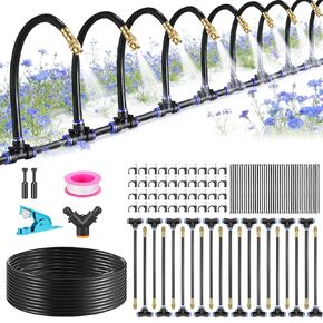 Yizhet Garden Irrigation System, 20m/65ft PU Hose Irrigation System with Mist Function Pure Copper Universal Head, Mist Cooling and Watering Set for Garden, Greenhouse, Terrace, Balcony in Kuwait
