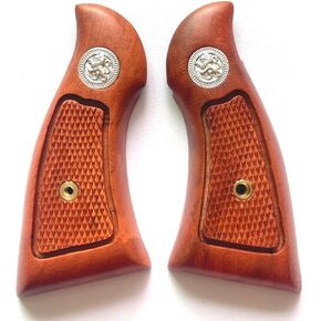 Hardwood Handgun Grips Compatible with Smith and Wesson K/L Frame Square Butt Revolvers Finger Groove Checkered Design Deluxe Classic Handmade Craft Handcraft in Kuwait