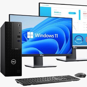 كمبيوتر سطح المكتب طراز OptiPlex SFF من Dell | إنتل كور i5-10th الجيل | ذاكرة وصول عشوائي DDR4 سعة 16 جيجابايت | 256 جيجا اس اس دي | شاشة مزدوجة مقاس 22 بوصة | ماوس لوحة مفاتيح لاسلكي | WiFi مدمج | كمبيوتر مكتبي للأعمال | Windows 11 Pro (متجدد) in Kuwait