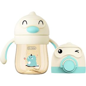 Dr.isla PPSU Learn-to-Drink Transition Sippy Cups with Leakproof Air Vent, Gravity Straw & Handles, 2 Lids for Babies & Toddlers 6–36 Months,9oz,Blue in Saudi Arabia