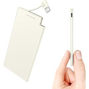 Auskang USB-C Portable Charger with Built in Cable-5000mAh Slim Power Bank Compatible with iPhone17 16 15 Series/Samsung/Google Pixel/Android Phones etc/Thin Battery Pack for Travel in Kuwait