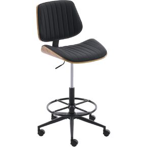 Drafting Home Office Chair, Swivel Desk Chair with Bend Wood Backrest, Ergonomic Office Chairs with Adjustable Height and Footrest Ring for Bar Lab Counter Height Desk and Drawing (Ivory) in Saudi Arabia