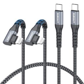 SUNGUY 6 inch Right Angle USB C to Lightning Cable [2Pack], 90 Degree Type C to Lightning, Charger Cord Fast Charging Braided for iPhone 14/13/12/11 Pro Max Mini X XS XR Plus SE in Saudi Arabia