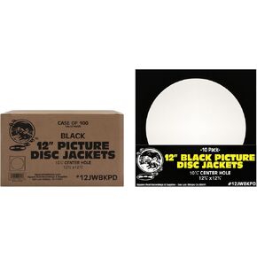 (100-Pack) 12-Inch Picture Disc Vinyl Record Jackets - Black Paperboard Sleeves with Large 10.25 Inch Center Hole - Heavyweight Display Covers for Picture Disc LPs in Saudi Arabia