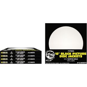 (50-Pack) 12-Inch Picture Disc Vinyl Record Jackets - Black Paperboard Sleeves with Large 10.25 Inch Center Hole - Heavyweight Display Covers for Picture Disc LPs in Saudi Arabia