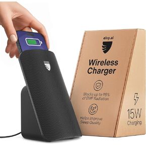 شاحن Elvy Fast Qi اللاسلكي للهواتف المحمولة - مصمم بتقنية إدارة EMF لتعزيز الشحن، حماية بيئية متقدمة، تم اختباره معمليًا بواسطة Ordos Tech، 2023 (أبيض ثلجي) in Kuwait