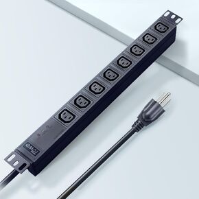 Power Strip，IEC C13 Metal 8 Outlet Mountable Surge Protector Outlet Heavy Duty Power Strip with 10FT US Plug, 10A 2500W Horizontal Server Rack Mountable PDU/Data Center Power Distribution in Saudi Arabia