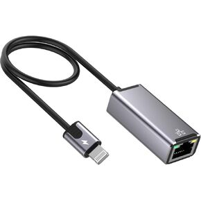 [Apple MFi Certified] 2 in 1 RJ45 Ethernet LAN Network Adapter with Charging Port, Lightning to E thernet Cable,1.6ft iPhone to RJ45 Ethernet Cord for iPhone iPad iPod Laptop,Supports 100Mbps in Kuwait