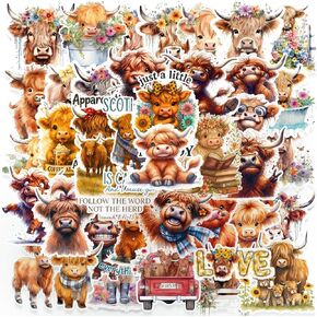 100 قطعة من ملصقات بقرة المرتفعات، ملصقات بقرة المرتفعات المضحكة، شارات الفينيل المقاومة للماء لأجهزة الكمبيوتر المحمول، زجاجة مياه، مجلة، سجل القصاصات in Kuwait