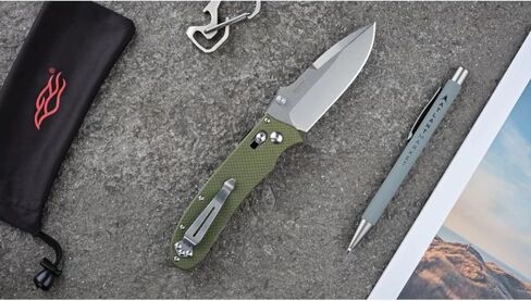 سكين جيب Ganzo D704-GR قابل للطي D2 شفرة قلاب فولاذية G10 مقبض مضاد للانزلاق مع مشبك معدات الصيد وصيد الأسماك ومجلد التخييم في الهواء الطلق سكين جيب EDC (أخضر) in Kuwait