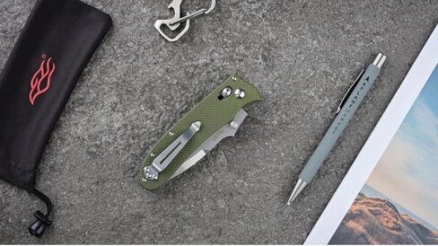 سكين جيب Ganzo D704-GR قابل للطي D2 شفرة قلاب فولاذية G10 مقبض مضاد للانزلاق مع مشبك معدات الصيد وصيد الأسماك ومجلد التخييم في الهواء الطلق سكين جيب EDC (أخضر) in Kuwait