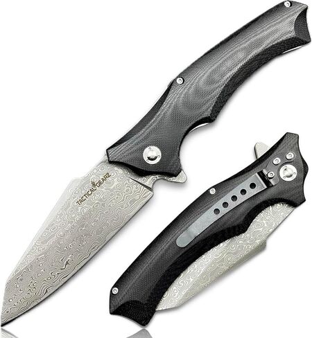 TACTICAL GEARZ Pocket Knife w/Multi Layered Damascus Steel Blade w/VG10 Core, G10 Handle, Includes Sheath (Black Vex XT) in Saudi Arabia