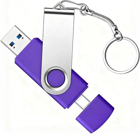 محرك أقراص فلاش مزدوج AGECASH سعة 128 جيجابايت USB-C (عبوة واحدة) | 2 في 1 USB A + Type C محركات أقراص فلاش USB C Thumb Drive USB 3.0 exFAT USBC Memory Stick 128GB - أرجواني in Kuwait