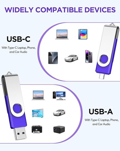 محرك أقراص فلاش مزدوج AGECASH سعة 128 جيجابايت USB-C (عبوة واحدة) | 2 في 1 USB A + Type C محركات أقراص فلاش USB C Thumb Drive USB 3.0 exFAT USBC Memory Stick 128GB - أرجواني in Kuwait