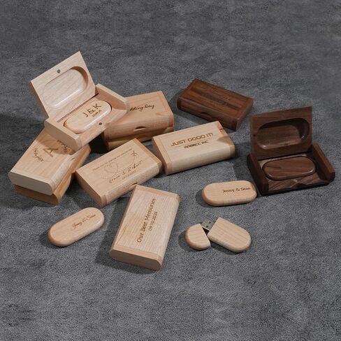 محرك أقراص USB خشبي بحبوب طبيعية - محرك أقراص فلاش منقوش شخصي، نص/شعار مخصص على الخيزران المستدام، 64 جيجابايت، 128 جيجابايت، هدية فريدة صديقة للبيئة للرجال، الأب، عيد الميلاد، التخرج، الزفاف in Kuwait