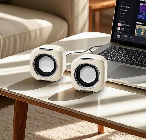 مكبر صوت كمبيوتر 3 بوصات للكمبيوتر المكتبي أو الكمبيوتر المحمول، يعمل بمنفذ USB C/USB، صوت واضح تمامًا، صوت جهير غني، صوت عالٍ، تحكم مباشر، توصيل N-Play - أبيض in Saudi Arabia