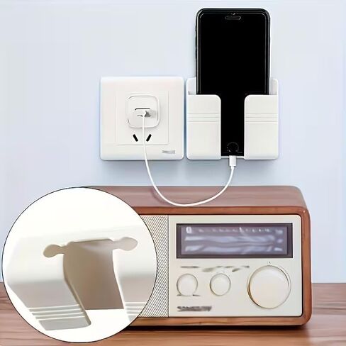 A Wall-Mounted Phone Holder Made of Adhesive PC Material, No Drilling Required, Remote Control Storage Rack, White in Saudi Arabia