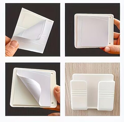A Wall-Mounted Phone Holder Made of Adhesive PC Material, No Drilling Required, Remote Control Storage Rack, White in Saudi Arabia