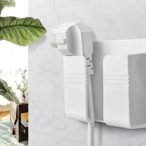 A Wall-Mounted Phone Holder Made of Adhesive PC Material, No Drilling Required, Remote Control Storage Rack, White in Saudi Arabia