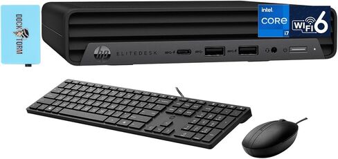 كمبيوتر مكتبي HP EliteDesk 800 Business Mini (منصة Intel Core i7 vPro، ذاكرة وصول عشوائي 16 جيجابايت، 1 تيرابايت PCIe SSD، Intel UHD 630، WiFi 6، بلوتوث 5.3، RJ-45، Win 11 Pro) مع لوحة مفاتيح وماوس وDKZ Hub in Kuwait