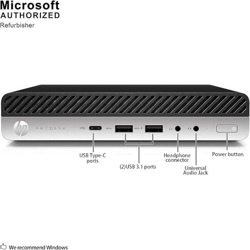كمبيوتر HP EliteDesk 800 G3 Mini Business Desktop، كمبيوتر Intel رباعي النواة i3-6100 بسرعة 3.2 جيجا هرتز، 8 جيجا DDR4، 256 جيجا SSD، DisplayPort، WiFi وBluetooth، Windows 11 Professional (متجدد) in Kuwait