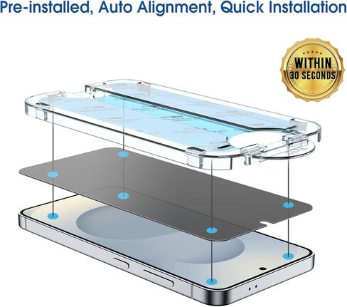 amFilm Auto-Alignment OneTouch لهاتف Samsung Galaxy S25+/S25 Plus 6.7 بوصة واقي شاشة للخصوصية + واقي عدسة الكاميرا، زجاج مقسى، تركيب 30 ثانية، خالي من الفقاعات، حماية الخصوصية 2+2 حزمة in Saudi Arabia
