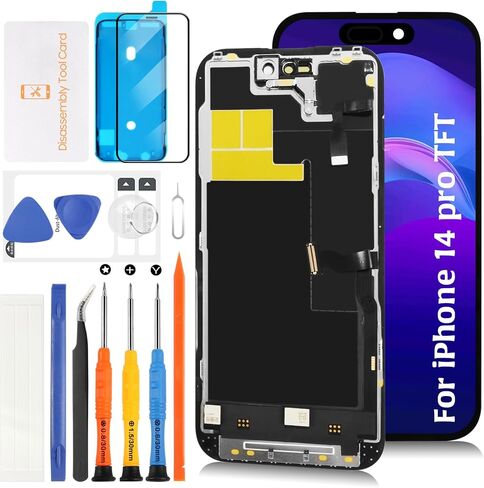TFT for iPhone 14 Pro LCD [120Hz Promotion+Sensor Cable] Screen Replacement Display Touch Digitizer Assembly Similar Notch A2890 A2650 A2889 A2892 A2891 with Repair Tools in Saudi Arabia