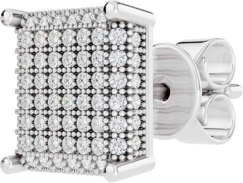 Dazzlingrock Collection Round White Diamond 8.5mm Dice Shape 1Pc Hip Hop Stud Earring (0.28 ctw, Color I-J, Clarity I2-I3) in 925 Sterling Silver, Unisex Design Ladies, Mens Real Diamond Earrings in Saudi Arabia