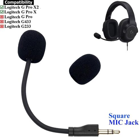 BUTIAO G Pro X Mic Boom, Replacement Aux 3.5mm Game Mic Detachable Microphone Boom for Logitech G Pro X 2 X2 7.1 Wired Wireless Headphones Game Headsets (Do Not Fit G Pro) in Kuwait