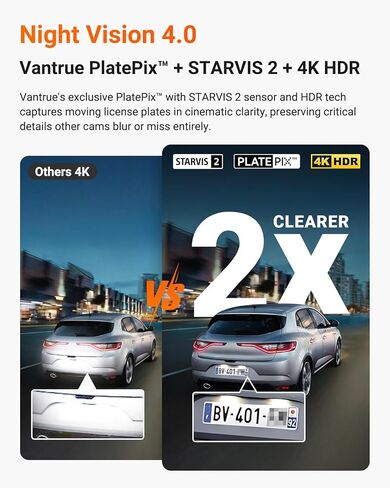 كاميرا Vantrue N4 Pro S 4K 3 قنوات مع فلتر CPL - Triple STARVIS 2، 4K+1080P+2.5K أمامي داخلي خلفي، HDR، رؤية ليلية بالأشعة تحت الحمراء، التحكم الصوتي، Wi-Fi، GPS، وضع انتظار السيارات 24/7، دعم 1 تيرابايت بحد أقصى in Saudi Arabia