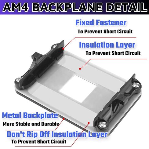 AM4 Backplate with AM4 Bracket，AM4 Backplane Mounting Hole Distance 3.51x2.13Inch/90x54mm CPU Heatsink Bracket Motherboard in Saudi Arabia