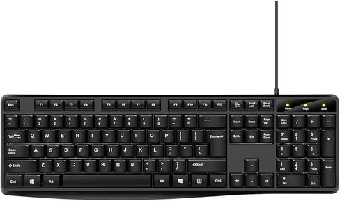 Wired Computer Keyboard, Plug Play USB, Large Number Pad, LED Indicators，Ergonomic, Foldable Stands,Anti-Wear Letters Full Size Keyboard,for Windows Mac PC Laptop-Black in Saudi Arabia