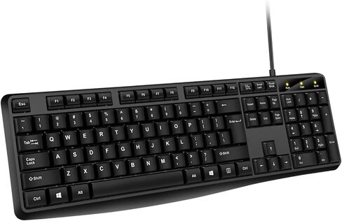 Wired Computer Keyboard, Plug Play USB, Large Number Pad, LED Indicators，Ergonomic, Foldable Stands,Anti-Wear Letters Full Size Keyboard,for Windows Mac PC Laptop-Black in Saudi Arabia