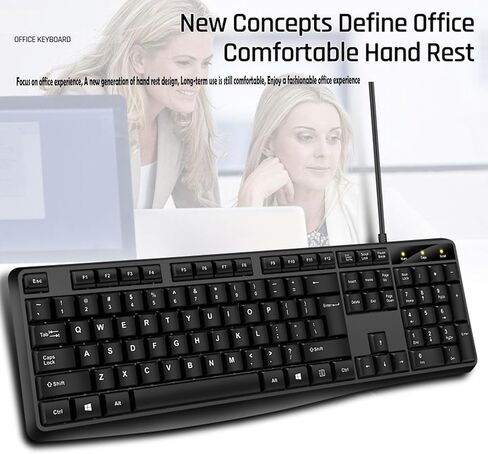 Wired Computer Keyboard, Plug Play USB, Large Number Pad, LED Indicators，Ergonomic, Foldable Stands,Anti-Wear Letters Full Size Keyboard,for Windows Mac PC Laptop-Black in Saudi Arabia