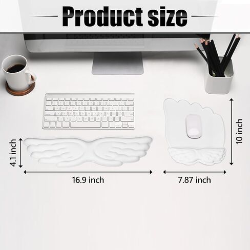 Angel Wing Mouse Pad with Wrist Rest, Soft Wrist Support and Arm Support Keyboard Rest for Keyboard and Mouse, Non-Slip Wrist Support for Office, Work, Gaming in Kuwait