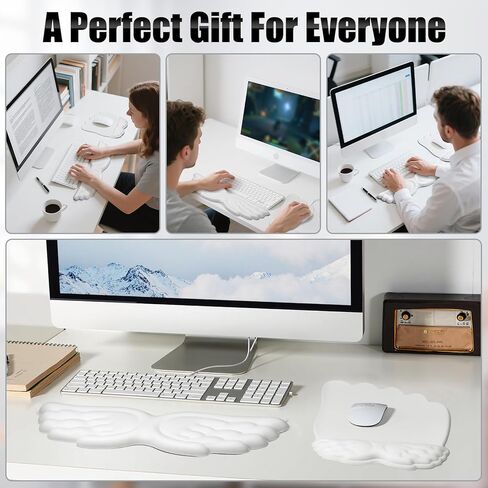 Angel Wing Mouse Pad with Wrist Rest, Soft Wrist Support and Arm Support Keyboard Rest for Keyboard and Mouse, Non-Slip Wrist Support for Office, Work, Gaming in Kuwait