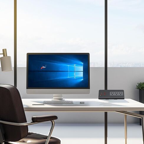 محطة شحن منضدة مع PD 20 وات USB C، شريط طاقة بحافة منضدة مع 3 منافذ تيار متردد، 4 منافذ USB للشحن السريع، توصيل قابس مسطح بطول 6.56 قدم، حامي عرام المكتب لفندق المكتب المنزلي، أسود in Kuwait