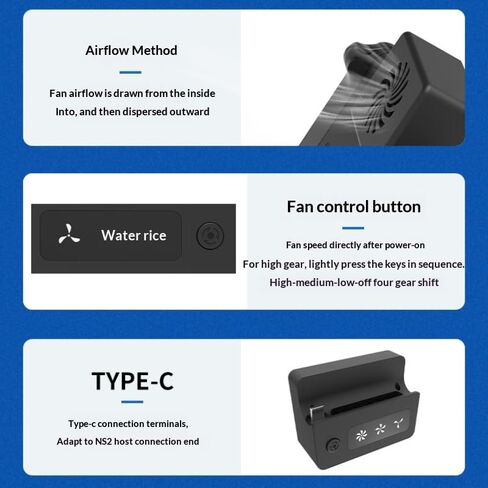 Cooling Fan for Switch 2，Built-in Turbine Fan with 3-Speed Adjustment Low Noise, Powerful Airflow Easy Operation, Plug-and-Play No Wiring Required in Saudi Arabia