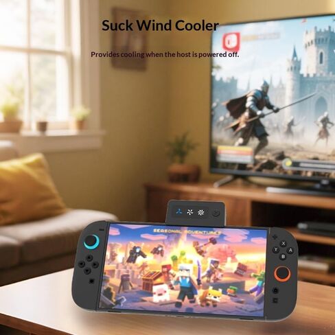 Cooling Fan for Switch 2，Built-in Turbine Fan with 3-Speed Adjustment Low Noise, Powerful Airflow Easy Operation, Plug-and-Play No Wiring Required in Saudi Arabia