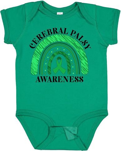 inktastic Cerebral Palsy Awareness- Green Ribbon Rainbow Baby Bodysuit in Saudi Arabia