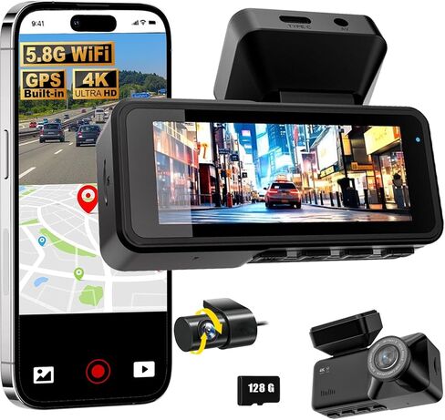 2026 New Osmo Dashcam Pro 3.0 4K كاميرا أمامية وخلفية، كاميرا داش 4K + 1080P للسيارة مع رؤية ليلية (WiFi+GPS+128GB) in Kuwait