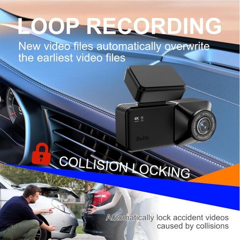 2026 New Osmo Dashcam Pro 3.0 4K كاميرا أمامية وخلفية، كاميرا داش 4K + 1080P للسيارة مع رؤية ليلية (WiFi+GPS+128GB) in Kuwait