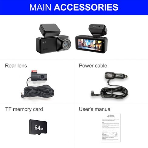 2026 New Osmo Dashcam Pro 3.0 4K كاميرا أمامية وخلفية، كاميرا داش 4K + 1080P للسيارة مع رؤية ليلية (WiFi+GPS+128GB) in Kuwait