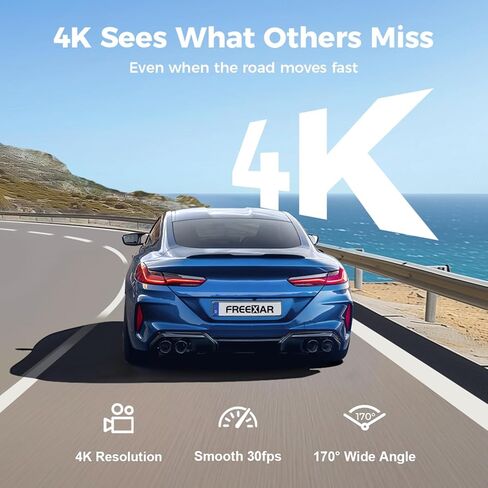 4K 4-Channel Dash Cam with 24H Parking Mode, 360° All-Sides View, Front Rear Left Right Inside, 3" IPS Display, GPS, 5.8GHz WiFi, Night Vision, Voice Control, 128GB Card & Hardwire Kit in Kuwait