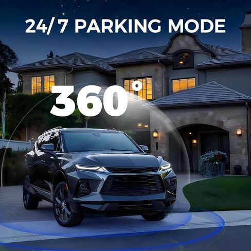 4K 4-Channel Dash Cam with 24H Parking Mode, 360° All-Sides View, Front Rear Left Right Inside, 3" IPS Display, GPS, 5.8GHz WiFi, Night Vision, Voice Control, 128GB Card & Hardwire Kit in Kuwait