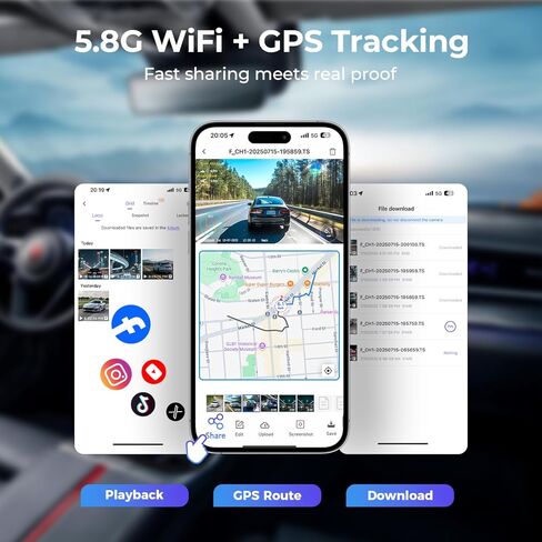 4K 4-Channel Dash Cam with 24H Parking Mode, 360° All-Sides View, Front Rear Left Right Inside, 3" IPS Display, GPS, 5.8GHz WiFi, Night Vision, Voice Control, 128GB Card & Hardwire Kit in Kuwait